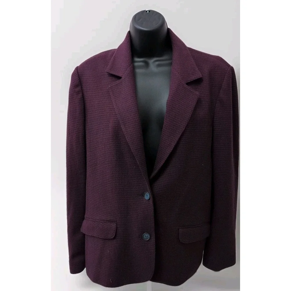 Vintage Dalton Plaid‎ Pure Virgin Wool Coat Blazer Houndstooth Size 14 With Tags